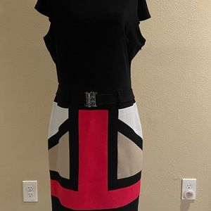Vintage Color block dress. By Leslie Fay.